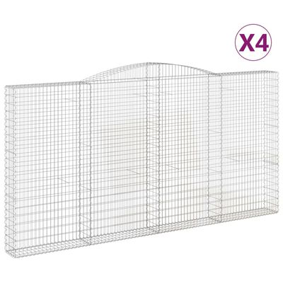 vidaXL Arched Gabion Baskets 4 pcs 400x30x200/220 cm Galvanised Iron