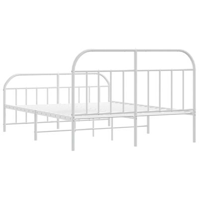 vidaXL Metal Bed Frame without Mattress with Footboard White 180x200 cm Super King