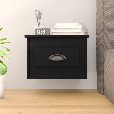 vidaXL Wall-mounted Bedside Cabinet Black 41.5x36x28cm