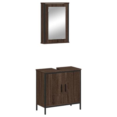 vidaXL 2 Piece Bathroom Furniture Set Brown Oak Engineered Wood