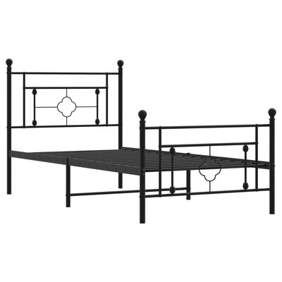 vidaXL Metal Bed Frame without Mattress with Footboard Black 90x200 cm