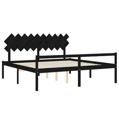 vidaXL Senior Bed without Mattress Black 200x200 cm Solid Wood