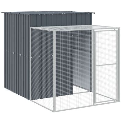 vidaXL Chicken Cage with Run Anthracite 165x659x181 cm Galvanised Steel
