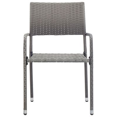 vidaXL Garden Dining Chairs 2 pcs Stackable Grey Poly Rattan