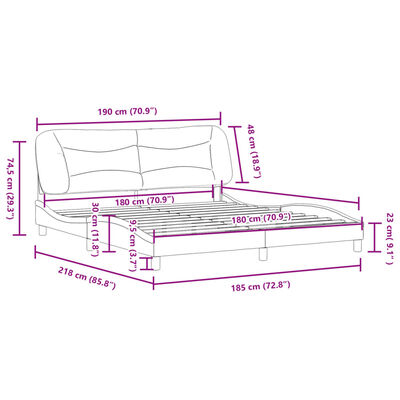 vidaXL Bed Frame with LED without Mattress Black and White 180x200 cm Super King