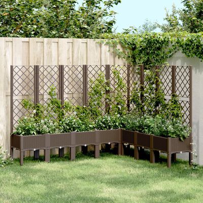 vidaXL Garden Planter with Trellis Brown 200x160x142 cm PP