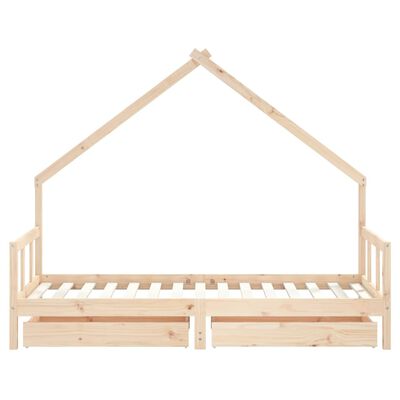 vidaXL Kids Bed Frame with Drawers 90x190 cm Solid Wood Pine