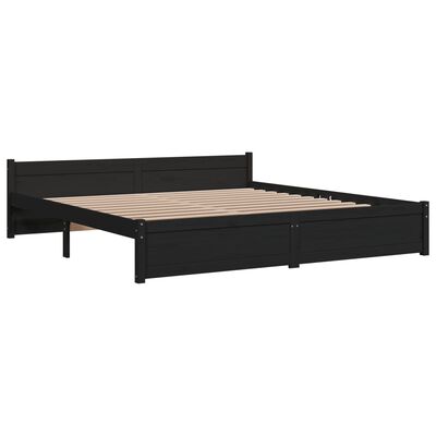 vidaXL Bed Frame without Mattress Black Solid Wood 180x200 cm Super King