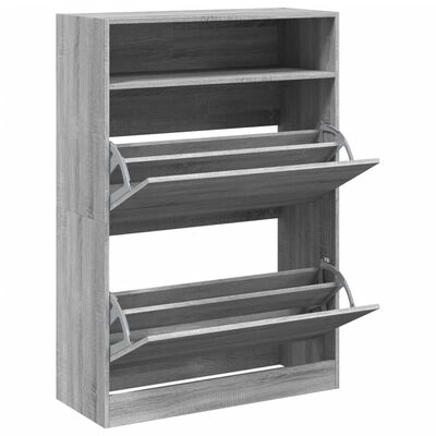 vidaXL Shoe Cabinet with 2 Flip-Drawers Grey Sonoma 80x34x116 cm