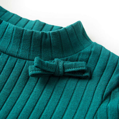 Kids' T-shirt with Long Sleeves Rib-knit Dark Green 140