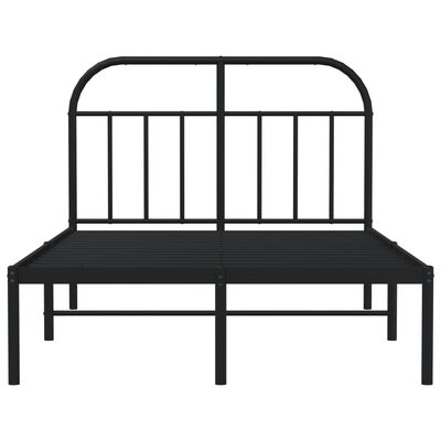 vidaXL Metal Bed Frame without Mattress with Headboard Black 120x190 cm Small Double