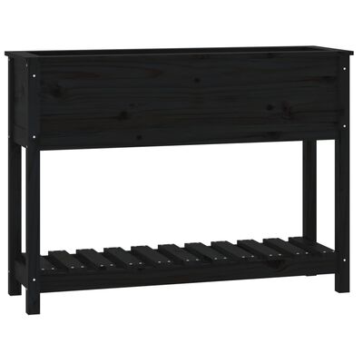 vidaXL Planter with Shelf Black 111.5x34.5x81 cm Solid Wood Pine