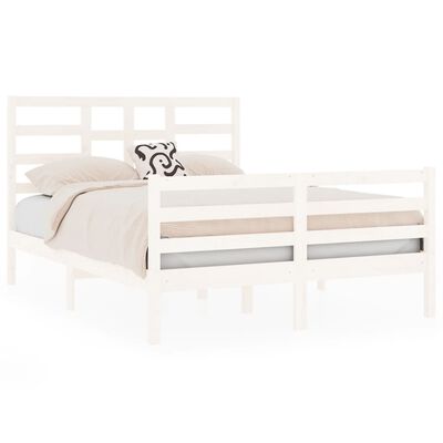 vidaXL Bed Frame without Mattress White Solid Wood 120x190 cm Small Double