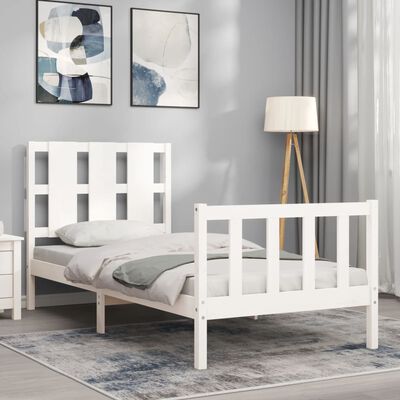 vidaXL Bed Frame without Mattress White 90x190 cm Single Solid Wood Pine