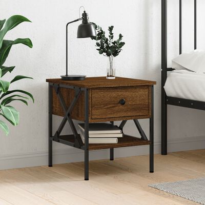 vidaXL Bedside Table Brown Oak 40x42x45 cm Engineered Wood