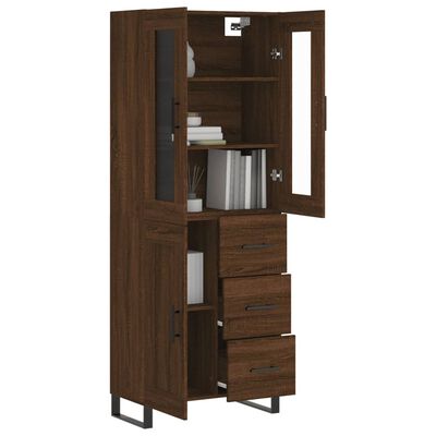 vidaXL Highboard Brown Oak 69.5x34x180 cm Engineered Wood