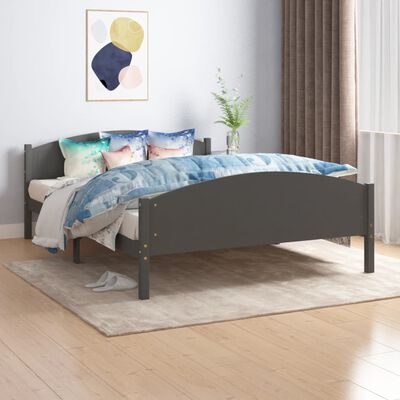 vidaXL Bed Frame without Mattress Dark Grey Solid Pine Wood 160x200 cm