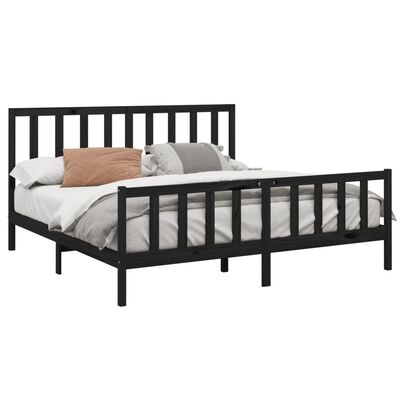 vidaXL Bed Frame without Mattress Black 200x200 cm Solid Wood Pine