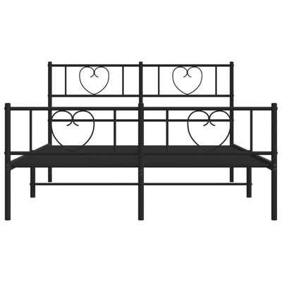 vidaXL Metal Bed Frame without Mattress with Footboard Black 135x190 cm Double