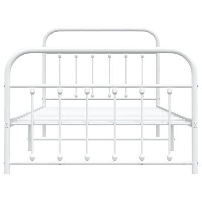 vidaXL Metal Bed Frame without Mattress with Footboard White 100x200 cm