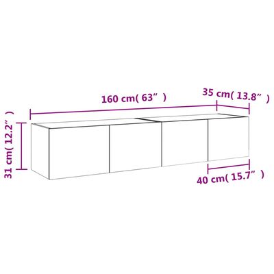 vidaXL TV Wall Cabinets with LED Lights 2 pcs White 80x35x31 cm