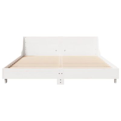 vidaXL Bed Frame without Mattress White 150x200 cm King Size Solid Wood Pine