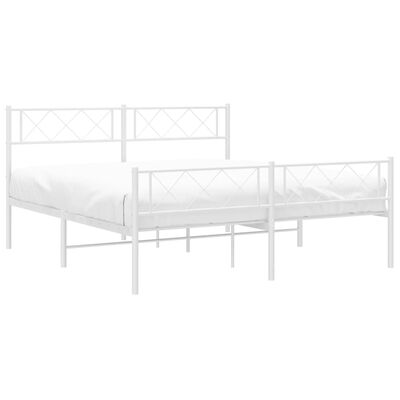 vidaXL Metal Bed Frame without Mattress with Footboard White 120x200 cm