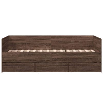 vidaXL Daybed with Drawers without Mattress Brown Oak 75x190 cm Small Single