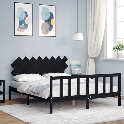 vidaXL Bed Frame without Mattress Black 160x200 cm Solid Wood Pine