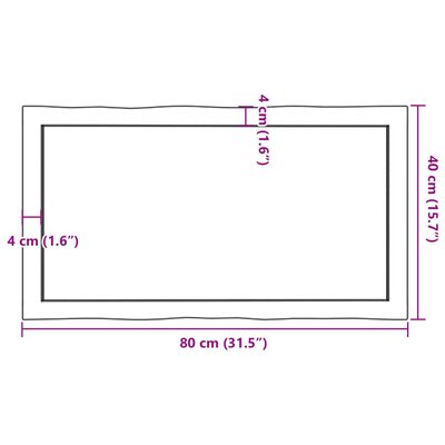 vidaXL Table Top 80x40x(2-4) cm Untreated Solid Wood Live Edge