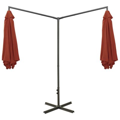 vidaXL Double Garden Parasol with Steel Pole Terracotta 600 cm