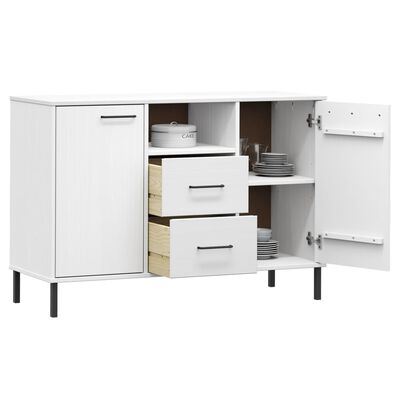 vidaXL Sideboard with Metal Legs White 113x40x77 cm Solid Wood OSLO