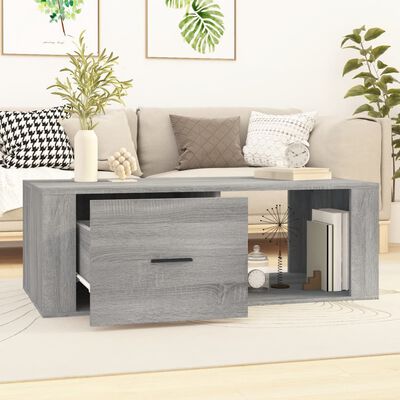 vidaXL Coffee Table Grey Sonoma 100x50.5x35 cm Engineered Wood