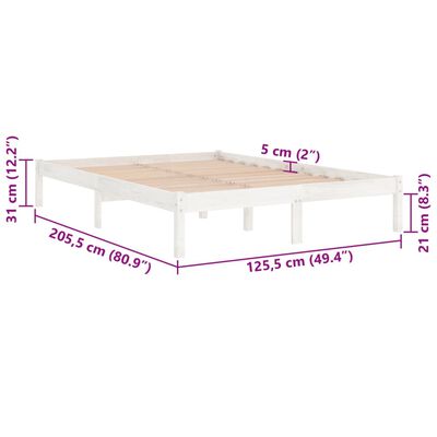 vidaXL Bed Frame without Mattress White Solid Wood 120x200 cm