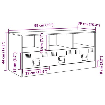 vidaXL TV Cabinet Olive Green 99x39x44 cm Steel