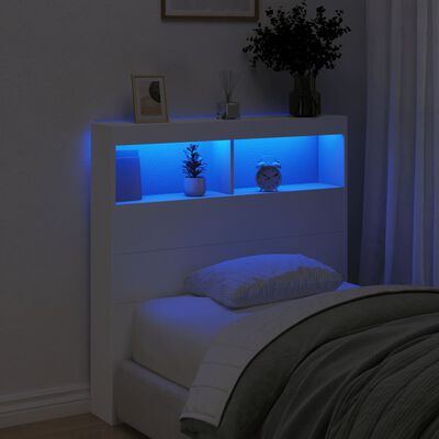 vidaXL Headboard Cabinet with LED White 100x17x102 cm