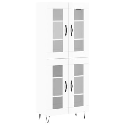 vidaXL Highboard High Gloss White 69.5x34x180 cm Engineered Wood