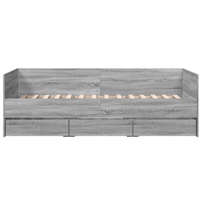 vidaXL Daybed with Drawers without Mattress Grey Sonoma 100x200 cm