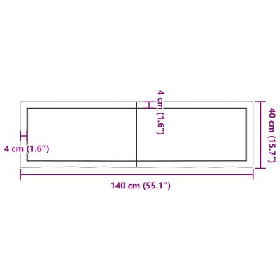 vidaXL Table Top 140x40x(2-6) cm Untreated Solid Wood Oak