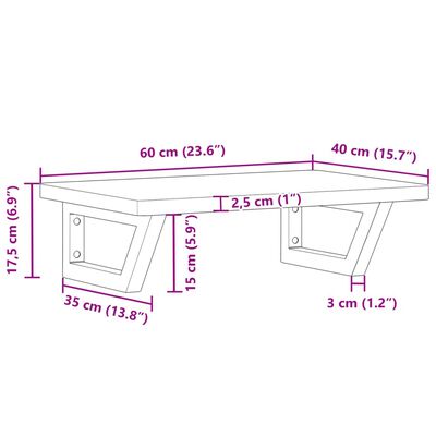 vidaXL Basin Shelf Wall Mounted Steel and Solid Wood Beech