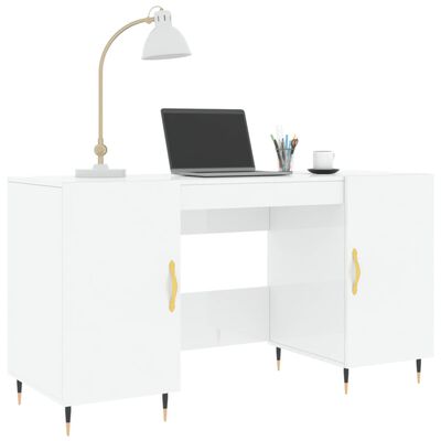 vidaXL Desk High Gloss White 140x50x75 cm Engineered Wood