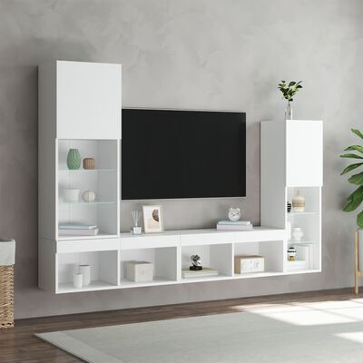 vidaXL 4 Piece TV Wall Units with LED White Engineered Wood