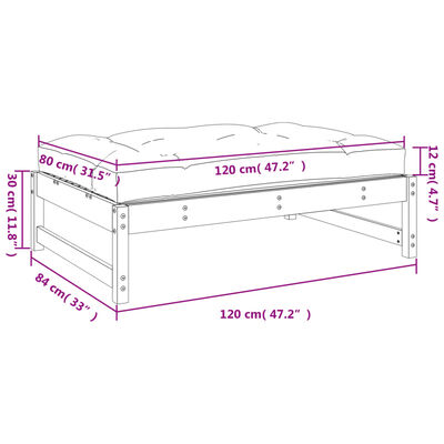 vidaXL Garden Footstool White 120x80 cm Solid Wood Pine