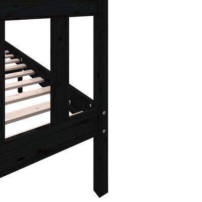 vidaXL Bed Frame without Mattress Black Solid Wood Pine King Size