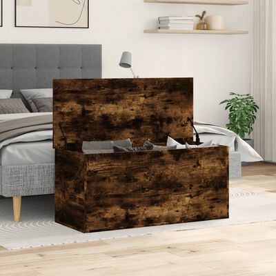 vidaXL Storage Box Smoked Oak 100x42x46 cm Engineered Wood