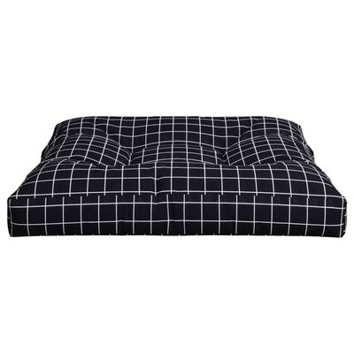 vidaXL Pallet Cushion Black Check Pattern 80x80x12 cm Fabric