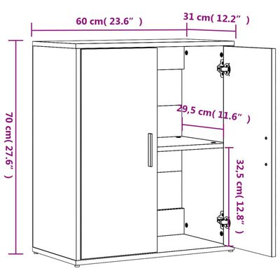 vidaXL Sideboards 2 pcs Smoked Oak 60x31x70 cm Engineered Wood