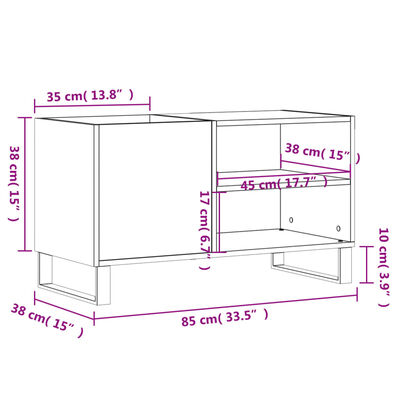 vidaXL Record Cabinet High Gloss White 85x38x48 cm Engineered Wood