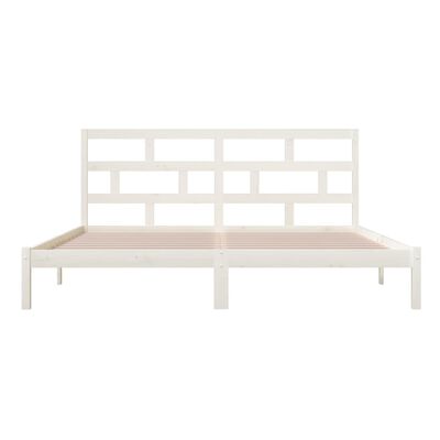 vidaXL Bed Frame without Mattress White Solid Wood Pine 200x200 cm (810038+814215)