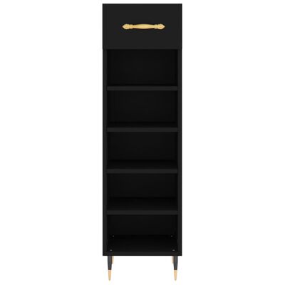 vidaXL Shoe Cabinet Black 30x35x105 cm Engineered Wood